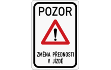 Dopravní značka „Změna organizace dopravy“ (č. IP 22) upozorňuje vhodným nápisem a symbolem na změnu místní úpravy provozu na pozemních komunikacích, změnu v organizaci dopravy, neobvyklé stavební uspořádání pozemní komunikace apod. TestImage
